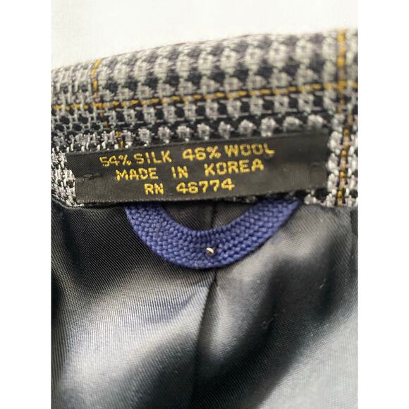 Vintage Lino silk and Wool Blend Mens Blazer‎ Korea Houndstooth Plaid 40R - Picture 10 of 10